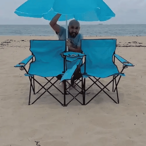 Portable Double Folding Beach Chair with Umbrella
