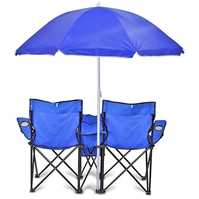 Portable Double Folding Beach Chair with Umbrella