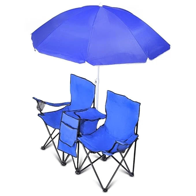 Portable Double Folding Beach Chair with Umbrella