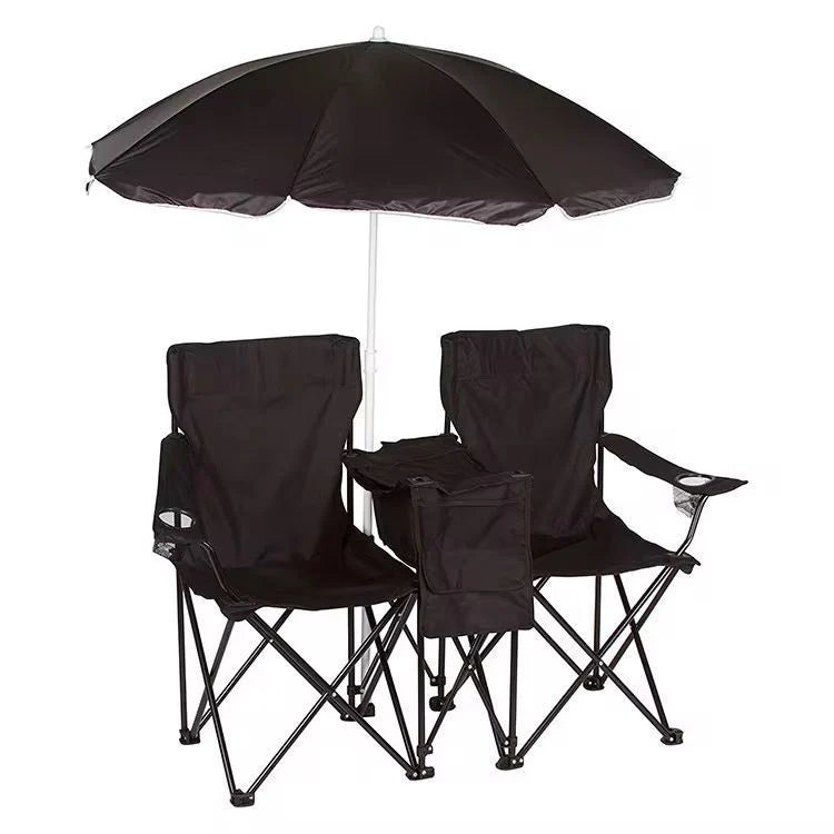Portable Double Folding Beach Chair with Umbrella