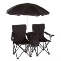 Portable Double Folding Beach Chair with Umbrella